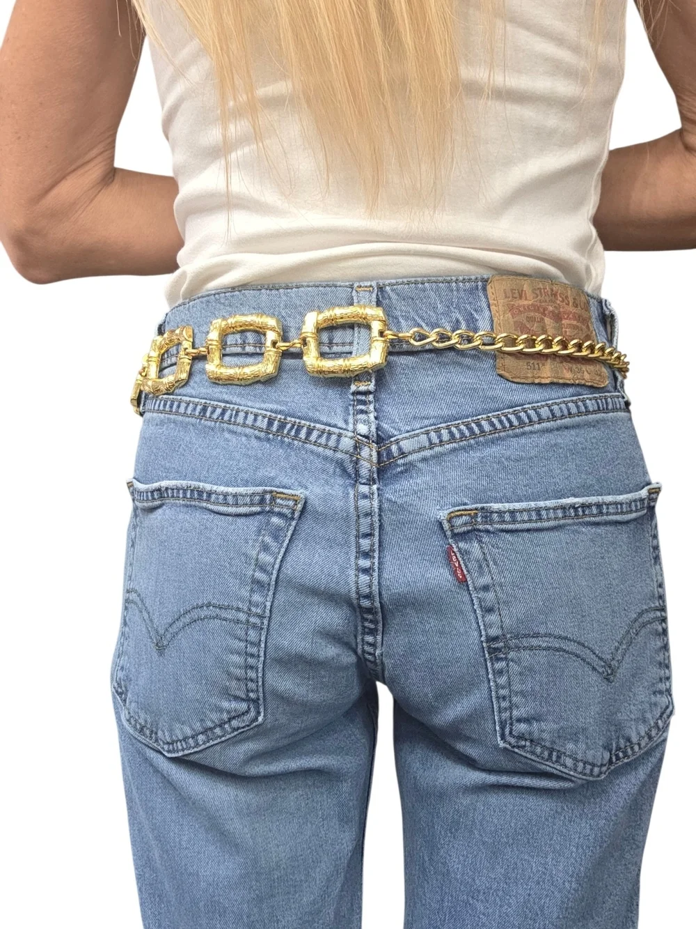 Vintage Omega Gold Chain Link Statement Belt NWT 80s 90s Glam